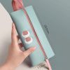 Pencil Case Large Capacity Faux Leather Pen Bag Pencil Box for Girls Students  - Pink