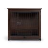 Indoor Dog Crate, Sofa Side End Table, 2-Tier Wooden Pet Cage with Removable Tray, Walnut - small