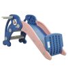3 in 1 Kids Climber and Slide, Toddler Play Set with Basketball Hoop and Ball, Indoor Outdoor Freestanding Slide for Preschool Boys Girls XH - Blue