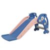 3 in 1 Kids Climber and Slide, Toddler Play Set with Basketball Hoop and Ball, Indoor Outdoor Freestanding Slide for Preschool Boys Girls XH - Blue