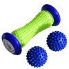 3Pcs Spiky Foot Roller Massage Ball Body Relax Pain Relief Back Leg Massager Set - Yellow