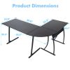 L Shaped Corner Computer Gaming Desk 58" L x 44" W Modern Workstation Table for Small Space Home Office;  Black - Black Desktop & Grey Leg