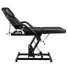 72in 3-Section Spa Beauty Salon Tattoo Massage Bed with Motorized Reclinable Height Power Lift & Stool Black - BLACK
