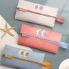 Pencil Case Large Capacity Faux Leather Pen Bag Pencil Box for Girls Students  - White