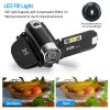 HD 1080P Digital Video Camcorder 2.7in 16X Zoom DV Camera 270Â° Rotation Rechargeable Kid Camera w/Fill Light Selfie - Black