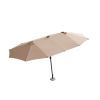 15FT Patio Double-Sided Umbrella with Solar LED Lights, Outdoor Market Umbrella with 48 Solar Powered LED Lights & Crank - khaki