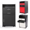 Salon Beauty Cabinet;  3-Layer Rolling Trolley with Storage Drawer;  Wheels and 2 Hair Dryer Holders;  XH - Black