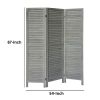 67 Inch Paulownia Wood Panel Divider Screen, Shutter Design, 3 Panels, Distressed Gray - as Pic