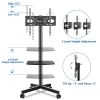 Modern Rolling TV Stand Mobile TV Cart for 23 to 55 inch Flat TVs; Black - Black - Metal