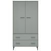 Wardrobe with Metal Legs Gray 35.4"x21.7"x67.9" Solid Wood OSLO - Gray