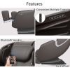 BOSSCARE Massage Chair Recliner with Zero Gravity; Full Body Airbag Massage Chair with Bluetooth Speaker; Foot Roller Brown - as Pic