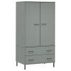 Wardrobe with Metal Legs Gray 35.4"x21.7"x67.9" Solid Wood OSLO - Gray
