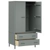Wardrobe with Metal Legs Gray 35.4"x21.7"x67.9" Solid Wood OSLO - Gray