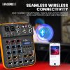 5 Core Audio Interface Mixer 4 Channel PC XLR Bluetooth USB DJ Music Podcast Karaoke Sound Board - MX 4CH - MX 4CH ORG