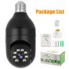 360° Light Bulb WiFi Camera Wireless Home Security Cam Waterproof IR Night Smart - Black