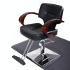 Classic 360-Degree Swiveling Hydraulic Barber Chair Hair Beauty Salon Equipment with Wood Armrest, Adjustable Height, Black XH - Wooden Armrest