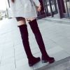 Thigh High Boots Female Winter Boots Women Over The Knee Boots Flat Stretch Sexy Fashion Shoes Black Botas Mujer 2019 - Black - 5