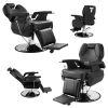 Classic Hydraulic Recline Hair Salon Iron Leather Sponge Barber Chair Black - Black