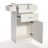3-Layer Beauty Salon Storage Cabinet Hairdressing Tool Styling Station w/ 6 Hair Dryer Holders;  2 Drawers and 1 Cabinet - White