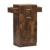 3-Layer Beauty Salon Storage Cabinet Hairdressing Tool Styling Station w/ 6 Hair Dryer Holders;  2 Drawers and 1 Cabinet - Rustic Brown