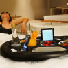 Inflatable Floating Drink And Snack Holder For Pools & Hot Tub - black