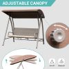 3-Seat Outdoor Patio Porch Swing Chair;  Adjustable Canopy;  PE Wicker Glider Bench with Steel Frame for Backyard;  Garden;  74.8"x70.9"x48.9" - Brown