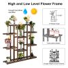 6-Story 11-Seat Multifunctional Carbonized Wood Plant Stand Vertical Shelf Flower Display Rack Holder - Wood