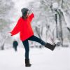 Women Ladies Snow Boots Waterproof Faux Suede Mid-Calf Boots Fur Warm Lining Shoes - Black - 8