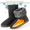Women Ladies Snow Boots Waterproof Faux Suede Mid-Calf Boots Fur Warm Lining Shoes - Grey - 9