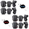 6PCS Safety Protector Kit Knee Elbow Wrist Pads Guards Protective Equipment for Skateboard Cycling Skating Scooter Knee Pads Set - Blue - L