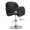 Modern 360-Degree Swiveling Hydraulic Barber Chair Hair Beauty Salon Equipment with Crystal Tufted Backrest, Black XH - Black