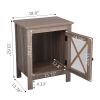 Set of 2 Industrial Nightstand Side Table End Table with X Design Glass Door--vintage wood grain XH - vintage wood grain