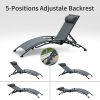 Outdoor Chaise Lounge Set of 2 Patio Recliner Chairs with Adjustable Backrest and Removable - Gray