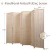 6-Panel Room Divider, 6 FT Tall Room Divider, Folding Privacy Screens, Freestanding Room Dividers - Natural