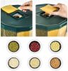 4-Grid Rice Dispenser Rotatable Sealed Grain Food Storage Box Rice Bucket - Grey