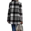 Women's Loose Check Pocket Wool Jacket Cardigan Lapel Top - Black - L
