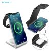 3 in 1 Wireless Charger for iPhone 14 13 12 11 8 X XS XR Apple Watch 8 7 Airpods Pro Qi Fast Charging Stand For Samsung S22 S21 - black