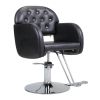 Modern 360-Degree Swiveling Hydraulic Barber Chair Hair Beauty Salon Equipment with Crystal Tufted Backrest, Black XH - Black
