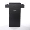 3-Layer Beauty Salon Storage Cabinet Hairdressing Tool Styling Station w/ 6 Hair Dryer Holders;  2 Drawers and 1 Cabinet - Black