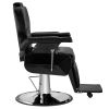 Classic Hydraulic Recline Hair Salon Iron Leather Sponge Barber Chair Black - Black