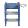 3 in 1 Kids Climber and Slide, Toddler Play Set with Basketball Hoop and Ball, Indoor Outdoor Freestanding Slide for Preschool Boys Girls XH - Blue