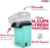 Popcorn Machine Hot Air Electric Popper Kernel Corn Maker Bpa Free No Oil 5 Core POP - Sea Green