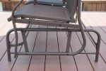 2-Person Outdoor Glider Bench;  Patio Glider Bench with Center Side Table;  Loveseat Glider Chair for Porch;  Garden;  Poolside;  Balcony - Mocha