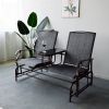 2-Person Outdoor Glider Bench;  Patio Glider Bench with Center Side Table;  Loveseat Glider Chair for Porch;  Garden;  Poolside;  Balcony - Gray