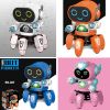 1pc Dancing Electric Six Claw Robot With Light And Music; Children's Toys - Hyun Dancing Robot-White