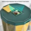 4-Grid Rice Dispenser Rotatable Sealed Grain Food Storage Box Rice Bucket - Grey