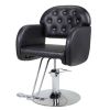 Modern 360-Degree Swiveling Hydraulic Barber Chair Hair Beauty Salon Equipment with Crystal Tufted Backrest, Black XH - Black