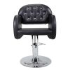 Modern 360-Degree Swiveling Hydraulic Barber Chair Hair Beauty Salon Equipment with Crystal Tufted Backrest, Black XH - Black