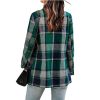 Women's Loose Check Pocket Wool Jacket Cardigan Lapel Top - Green - XL