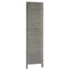 67 Inch Paulownia Wood Panel Divider Screen, Shutter Design, 3 Panels, Distressed Gray - as Pic